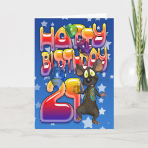 21st Birthday Card, Happy Birthday Card
