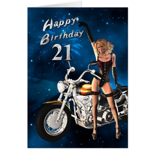 21st Birthday card with a motorbike