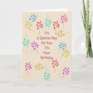 21st Birthday Card with Colourful Plant Leaves