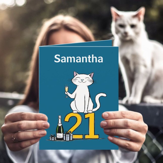 21st birthday cat celebration 21 years twentyfirst holiday card (Creator Uploaded)