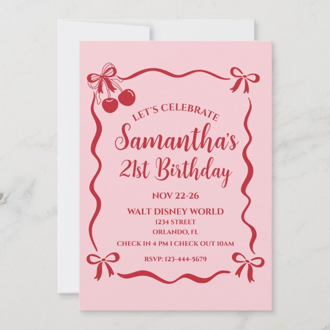 21st Birthday Celebration Invite and Itinerary (Front)