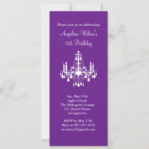 21st Birthday Chandelier Invitation (purple)