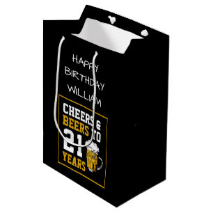 21st Birthday Cheers & Beers to 21 Years Medium Medium Gift Bag