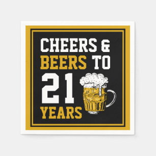 21st Birthday Cheers & Beers to 21 Years Napkin