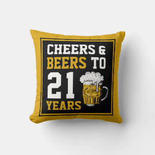 21st Birthday Cheers & Beers to 21 Years Throw Pillow