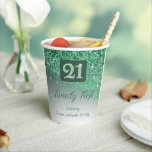 21st Birthday Classy Falling Green Glitter Paper Cups<br><div class="desc">Classy Falling Green Glitter with green gradient and shiny stars.
Unique green glitter number 21 for paper cups.</div>