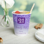 21st Birthday Classy Falling Purple Glitter Paper Cups<br><div class="desc">Classy Falling Purple Glitter with purple gradient and shiny stars.
Unique purple glitter number 21.</div>