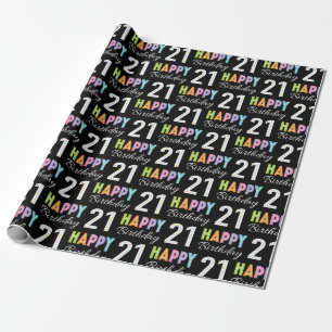21st Birthday Colorful Typography  Wrapping Paper