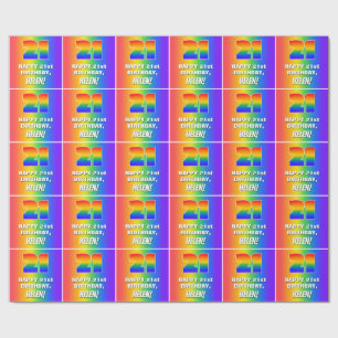 21st Birthday: Colourful, Fun Rainbow Pattern # 21 Wrapping Paper