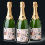 21st birthday custom photo rose gold legal glitter sparkling wine label<br><div class="desc">A bottle label for a 21st birthday party, celebrating her life with a collage of 8 of your photos. Personalize and add a name, age 21 and a date. Date of birth or the date of the party. White and dark rose gold coloured letters. Elegant, feminine and glamourous rose gold...</div>