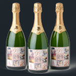 21st birthday custom photo rose gold legal glitter sparkling wine label<br><div class="desc">A bottle label for a 21st birthday party, celebrating her life with a collage of 8 of your photos. Personalize and add a name, age 21 and a date. Date of birth or the date of the party. White and dark rose gold coloured letters. Elegant, feminine and glamourous rose gold...</div>