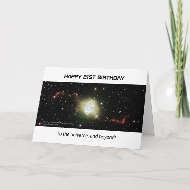 21st birthday custom text nebula universe card (Front)