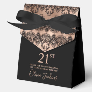 21st Birthday Elegant Rose Gold Lace Favor Box