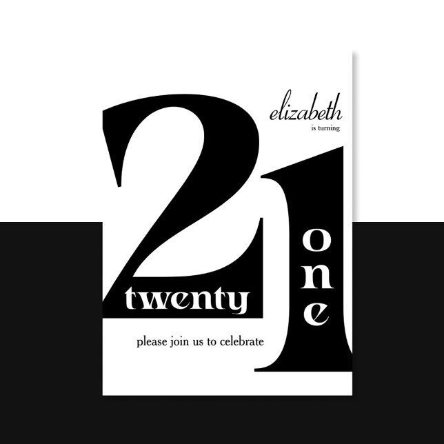 21st Birthday Elegant Typography Birthday Party Invitation (Creator Uploaded)