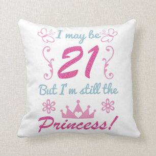 21st Birthday For Princess Throw Pillow