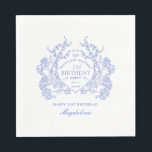 21st Birthday French Blue Floral Crest Custom Napkin<br><div class="desc">An elegant French vintage blue floral crest takes centre stage on this timeless custom paper napkin. Ornate,  formal and very feminine will make any birthday lady feel very special. Coordinating party supplies are available.</div>