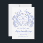 21st Birthday French Vintage Blue Floral Crest Invitation<br><div class="desc">An elegant French vintage blue floral crest takes centre stage on this timeless birthday invitation. Ornate,  formal and very feminine will make any birthday lady feel very special. Coordinating party supplies are available.</div>