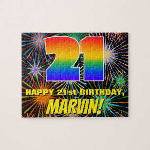 21st Birthday: Fun, Colourful Celebratory Firework Jigsaw Puzzle