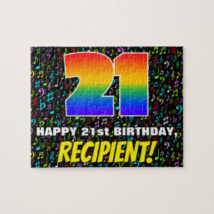 21st Birthday — Fun, Colourful Music Symbols & “21 Jigsaw Puzzle