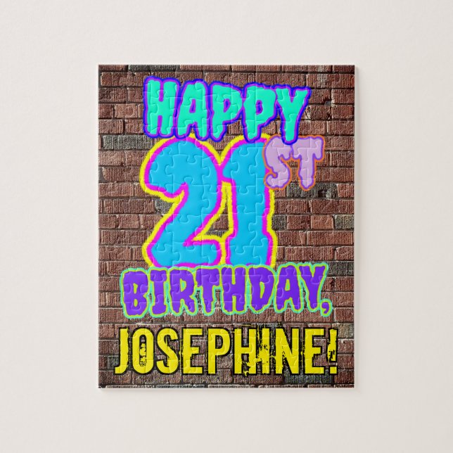 21st Birthday ~ Fun, Urban Graffiti Inspired Look Jigsaw Puzzle (Vertical)