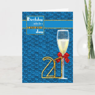 21st Birthday - Geometric Birthday Card Champagne