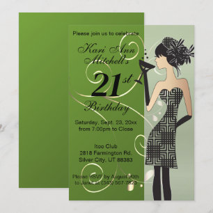 21st Birthday Girl Party Bash - Green Invitation