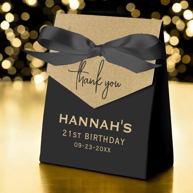 21st Birthday Gold Foil Name Script Thank You Favor Box (Creator Uploaded)