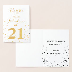 21st Birthday Gold Foil You are Fabulous at 21 Card