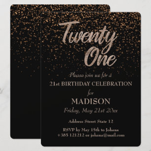 21st Birthday Gold Glitter Invitation