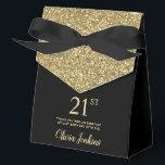 21st Birthday Gold Glitter Thank You Favor Box<br><div class="desc">This fabulous modern 21st Birthday Gold Glitter Thank You favor box with sparkling gold glitter, the birthday girl's name in a trendy script font, and tied with an elegant black bow would be perfect for your event. It would be great for a candy station, on a thank you gift table,...</div>