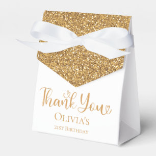 21st Birthday Gold Glitter Thank You Favor Box
