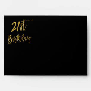 21st Birthday Gold Return Address Printed on Back Envelopes