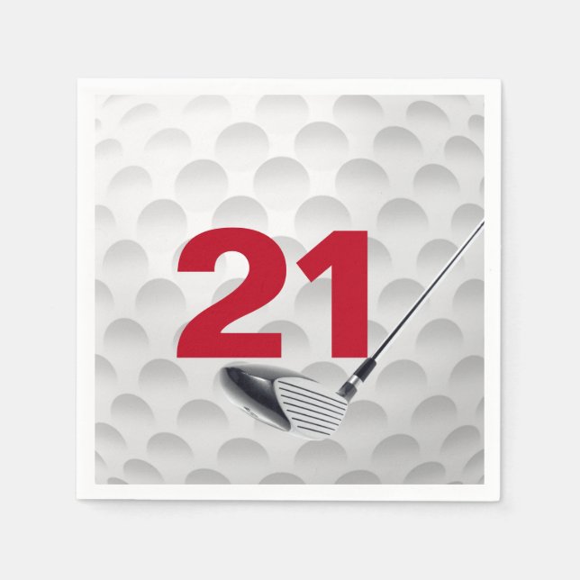 21st Birthday Golf Ball Napkin (Front)