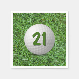 21st Birthday Golf Ball on Grass Napkin