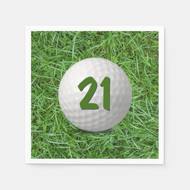 21st Birthday Golf Ball on Grass Napkin (Front)