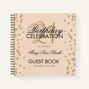 21st Birthday Guestbook Gold Blush Pink Confetti Notebook