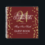 21st Birthday Guestbook Gold Confetti Burgundy Notebook<br><div class="desc">An elegant 21st Birthday Party Guest Book template with Gold Glitter Confetti on Burgundy design and easy to customize text.</div>