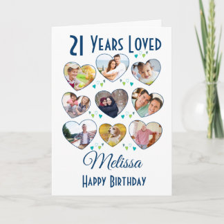 21st Birthday Heart Photo Collage Card