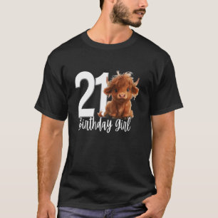 21st Birthday Highland Cow Party Girl Daughter Twe T-Shirt