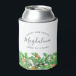 21st Birthday Holly December Birth Flower Custom Can Cooler<br><div class="desc">Festive green holly and red berries decorate this birthday party can cooler. Elegant typography spells out Happy Birthday and Cheers to your birthday years. The birthday celebrant's name is written in between in a trendy script.</div>