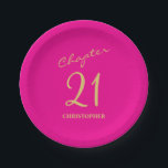 21st Birthday Hot Pink Gold Chapter 21 Paper Plate<br><div class="desc">Make your loved one's 21st birthday celebration elegant and memorable with our stunning Hot Pink & Gold paper plates from Zazzle. Discover how these customizable paper plates can elevate your event and create unforgettable moments in our exclusive article.</div>