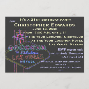 21st Birthday in Las Vegas for Male Invitation