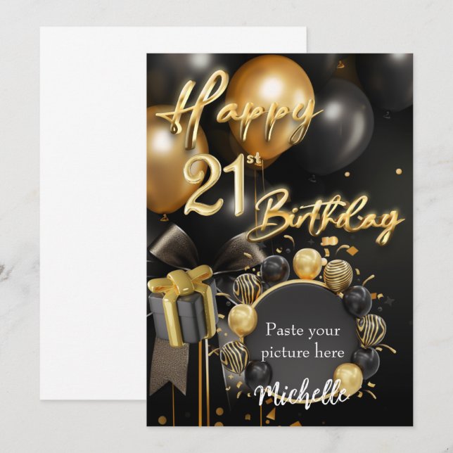 21st Birthday Invitation Card Template (Front/Back)