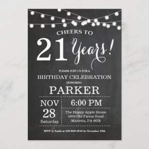 21st Birthday Invitation Chalkboard