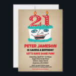 21st Birthday Invitation Funny Cake Casual Mens<br><div class="desc">A funny cartoon birthday cake 21st birthday invitation for a husband,  friend,  father or grandad or ladies,  too!</div>
