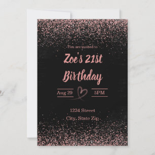 21st Birthday Invitation – Glitter Confetti Pink