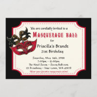 21st Birthday invitation masquerade,21st,masquerad