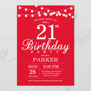 21st Birthday Invitation Red