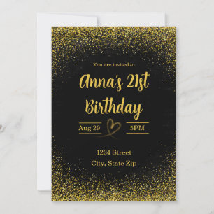 21st Birthday Invitation – Twenty One in Gold