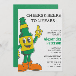 21st birthday invitations Beer Funny Vintage Men